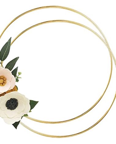 2 Pack 12inch Large Metal Floral Hoop Wreath Macrame Gold Craft Hoop Rings for Making Wedding Wreath Decor, Dream Catcher and DIY Wall Hanging Crafts (12 inch)