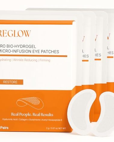 ReGlow Restore Microneedle Eye Patches for Immediate Skin Smoothing – Anti-Aging Under Eye Mask with Hyaluronic Acid, Collagen & Peptides – Helps Reduce Look of Dark Circles Puffiness & Fine Lines