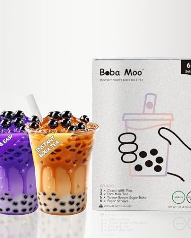 Boba Moo Premium Boba Tea Kit Combo (Classic & Taro) - Only 10,000 Kits Yearly, Small Batch Bubble Tea Kit With Exceptional Taste & Chewiness, Vegan, Lactose-Free, 6 Servings