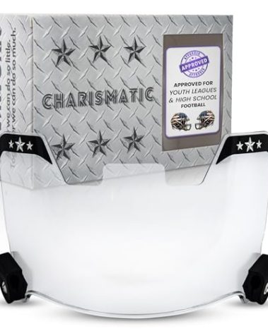 CHARISMATIC Clear Football Visor - Football Visors for Helmet - Football Helmet Visor Fits Adult & Youth Football Helmets - Anti-Fog, Scratch Resistant Clear Visor Football Face Shield