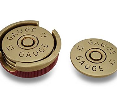 Shotgun Shell Coaster Set, Red/Gold by HomeWetBar