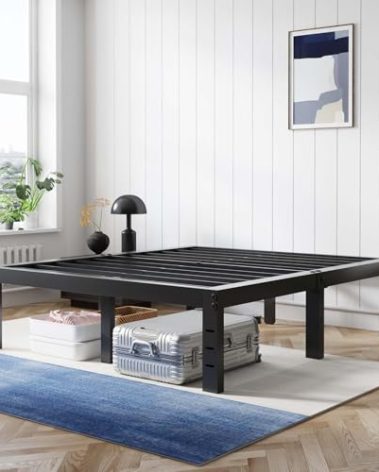 Avenco King Size Bed Frame, 16 Inch Simplicity Metal Platform King Bed Frame with Underbed Storage, No Box Spring Needed, Heavy Duty Steel Slat Support, for Bedroom, Guest Room, Easy Assembly