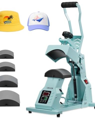 VEVOR Hat Heat Press Machine, with 4pcs Interchangeable Platens, Precise Temperature and Time Control, Hat Press for HTV Iron On and Sublimation Projects, for Caps, Headbands, Cuffs, Face Masks, Green