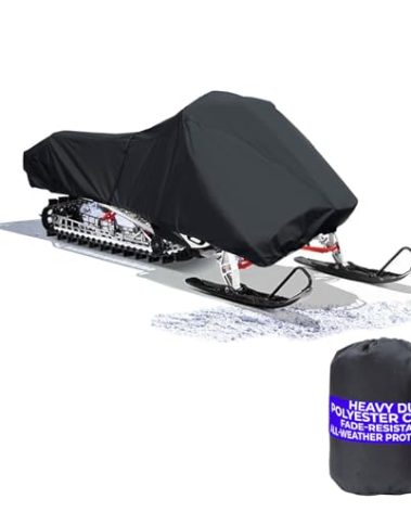 EliteShield SnowShield Trailerable Snowmobile Cover, Solution-Dyed Fade Resistant All Weather Protection Snowsled Cover, Black Color Fits Youth Kids Snowmobile up to 80 inch Long