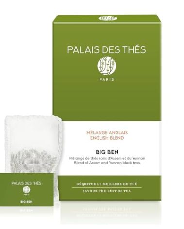 Palais des Thés - Big Ben English Breakfast - Yunnan & Assam Black Tea - Premium Tea Bags, Serves 20 Cups