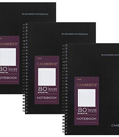 Cambridge Limited Professional Spiral Notebook NEW BUSINESS ADDITION, 3 Pack, Legal Ruled, 6-5/8" X 9-1/2" Page Size, 80 Sheets, Wirebound Office journal & Notebook for Women & Men, Black. CAM10-402