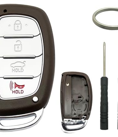 Smart Key Fob Shell Case Replacement Fits for Hyundai Tucson Sonata Elantra 2015 2016 2017 2018 2019 2020 2021 Keyless Entry Car Remote Cover (with Battery Holder)