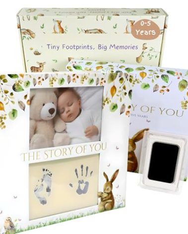 A Beautiful Baby Memory Book for a Baby Girl or Boy 180 Pages from Pregnancy to Age 5 Baby Keepsake Book with Customizable Baby Book Cover Plus Gift Keepsake Box & Ink Pad Included