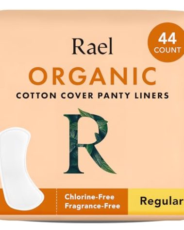 Rael Panty Liners for Women, Organic Cotton Cover - Regular Pantiliners, Light Absorbency, Unscented, Chlorine Free (Regular, 44 Count)