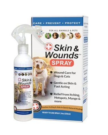 Show Out Skin & Wounds Spray for Dogs — Helps Control Dog Mange & Itchy Skin | Natural Relief for Hot Spots, Ringworm & Dermatitis | Gentle, Vet-Level Care (8 oz)
