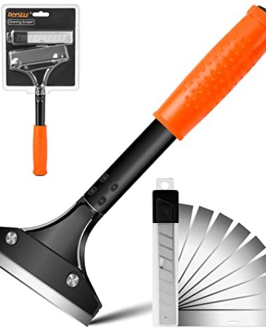 DIYSELF Razor Blade Scraper, Floor Scraper, Scraper Tool for Cleaning, Glass Scraper for Windows, Tile, Stove Top, Cooktop, Oven, Aquarium, Paint, Decal, Inspection Sticker, Gum, Glue Remover