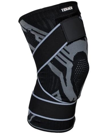 Tenace BJJ Knee Brace Grappling - Compression Knee Pad for Jiu Jitsu, MMA, Muay Thai, Wrestling, Judo - High Durability and Performance Unisex (Black, Large)