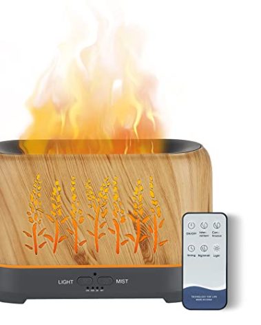 NEWYID Essential Oil Diffuser, 240ml Ultrasonic Flame Oil Diffuser, 3 Mist Mode 4 Timer Up to 12H of Continuous Aroma Waterless Auto-Off Diffusers for Essential Oils Home Room