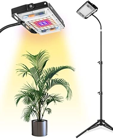 LBW Grow Light with Stand, Full Spectrum LED Floor Plant Light for Indoor Plants, Grow Lamp with On/Off Switch, Adjustable Tripod Stand 15-48 inches