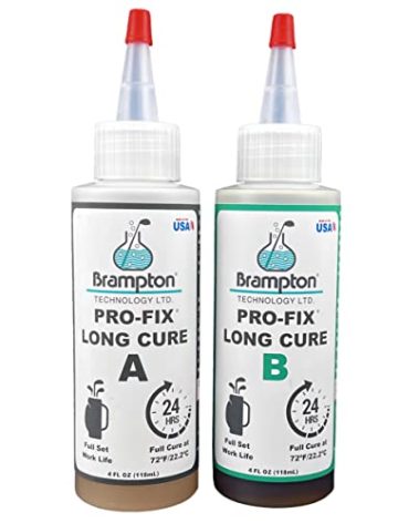 Brampton PRO-FIX Long Cure Golf Epoxy - Full Set Work Life - Extra Strength - Golf Epoxy for All Golf Shafts, Golf Heads, Drivers, Putters, and Irons - Engineered for The Golf Industry (8 oz Kit)