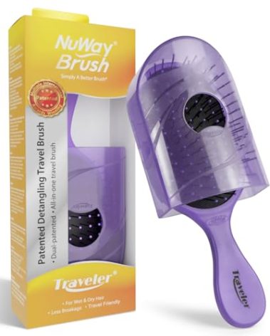 NuWay 4HAIR Traveler U.S. and International Patented Travel Brush (Lavender)