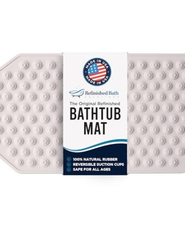 The Original Refinished Bathtub Mat - No Suction Cup Bath Mat, Designed for Textured and Refinished Bathtubs Made of Rubber Not Cheap Plastic, Great for Children and Elderly (White)