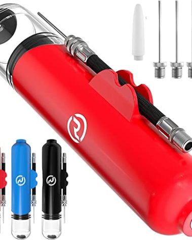 Ball Pump for Sports Balls - 5 Needles - Basketball Pump, Soccer Ball Pump - Air Pump for Balls, Volleyball, Football Accessories Equipment - Hand Pump for Inflatables - Never Lose Pin with Holder