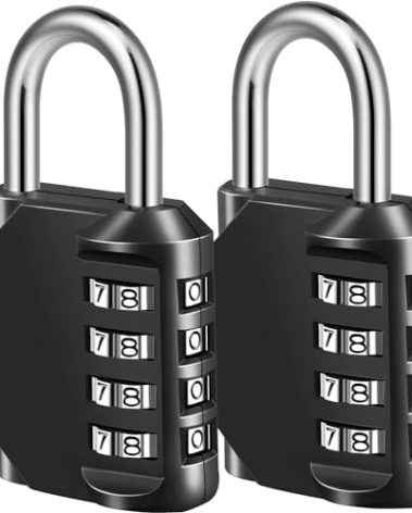 Fayleeko Combination Lock, 4 Digit Padlock for School Gym Sports Locker, Fence, Toolbox, Case, Hasp Cabinet Storage (2 Pack, Black)