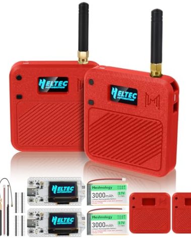 2 Pack ESP32 LoRa V3 Development Board with 915MHz Antennas + 3000mAh Battery + Meshtastic Case, ESP32-S3 SX1262 Integrated WiFi Bluetooth OLED Display for Arduino LoRaWAN IOT (N32 Version, Red)