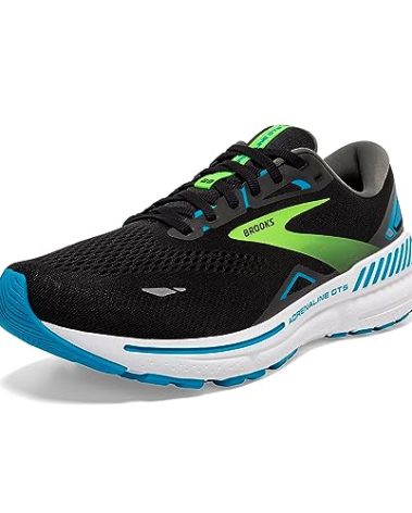 Brooks Men’s Adrenaline GTS 23 Supportive Running Shoe - Black/Hawaiian Ocean/Green - 10 Narrow