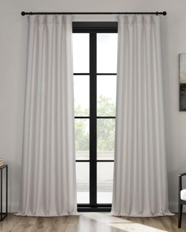 HPD Half Price Drapes - Faux Linen Curtains for Living Room (1 Panel) - 50W X 96L - Textured Room Darkening Curtains for Bedroom 96 Inches Long - Drapes for Home Decor, Birch