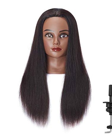 Hairingrid Mannequin Head 24"-26"100% Human Hair Hairdresser Cosmetology Mannequin Manikin Training Head Hair and Free Clamp Holder (R71906B0218H)