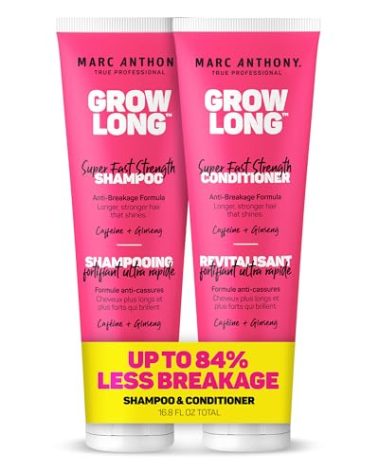 Marc Anthony Shampoo and Conditioner Set, Grow Long Biotin - Anti-Frizz Deep Conditioner For Split Ends & Breakage - Vitamin E, Caffeine & Ginseng for Curly, Dry & Damaged Hair