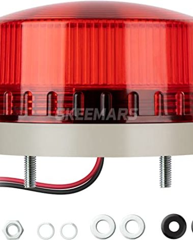 GKEEMARS Round LED Warning Lamp, No Sound AC110V Industrial Signal Flashing Light for Security (Red)