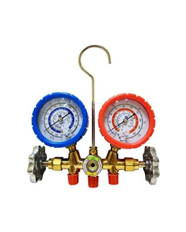 Appli Parts APMG-A4B36S R600 Manifold Gauge Set, Brass Body with Sight-glass, Includes 36 in Hose Set 1/4in SAE, Dual Pressure psi/Bar, Dual Temperature Fahrenheit/Celsius Scales