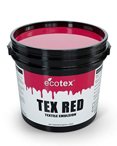 Ecotex® Tex-Red Screen Printing Emulsion (Gallon - 128oz.) Pre-Sensitized Photo Emulsion for Silk Screens and Fabric - for Screen Printing Plastisol Inks, Pure Photopolymer Screen Printing Supplies