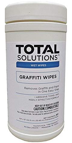 Total Solutions Graffiti Remover Wipes (40 ct. | 9-1/2 x 12 Sheets) | Also Highly Effective Against Paint, Enamel, Ink, and Permanent Marker.