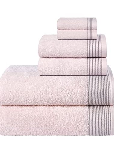 Belizzi Home 100% Cotton Ultra Soft 6 Pack Towel Set, Contains 2 Bath Towels 28x55 inchs, 2 Hand Towels 16x24 inchs & 2 Washcloths 12x12 inchs, Compact Lightweight & Highly Absorbant - Pink