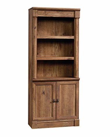 Sauder Palladia Bookcase with Doors, Multiroom Storage, Library Bookcase, Vintage Oak Finish