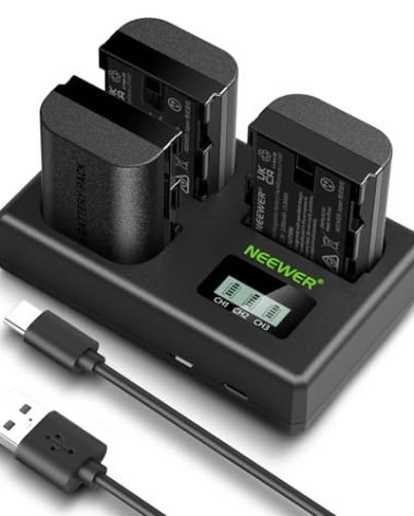 NEEWER Replacement Battery and Charger Set for LP-E6P/LP-E6NH/LP-E6N, 3 Pack 2200mAh Batteries and USB Triple Charger, Compatible with Canon EOS R5 Mark II R5 R6 R7 R 5DIV 6DII 7DII 60D 70D 80D 90D
