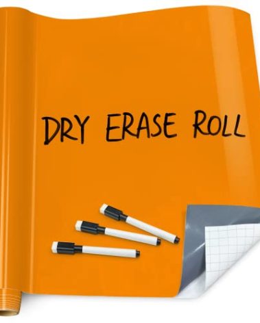 T&W SAME FILM White Board Dry Erase-Colorful Whiteboard Wall Sticker Roll 17.3''X78.7''-Self Adhesive Dry Erase Paper for Desk/Glass/Fridge/Office/Door/Classroom/Kids/Adults-3 Marker-Orange