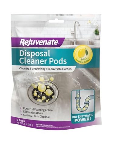 Rejuvenate Disposal Cleaner Pods, 6 Count, Lemon Scented Disposal And Pipe Cleaner Pods With Bio-Enzymatic Formula Help Break Down Leftover Food Waste And Remove Odors For A Clean, Fresh Disposal