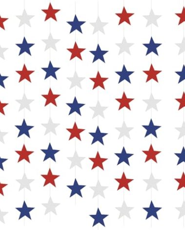 Yzurbu 4th of July Decorations, Red White & Blue Decorations, 78ft Patriotic Star Garland, 6 Strings Star Streamers Banner Hanging Decoration, Labor Day, Patriot Day, Memorial Day, Party Decor