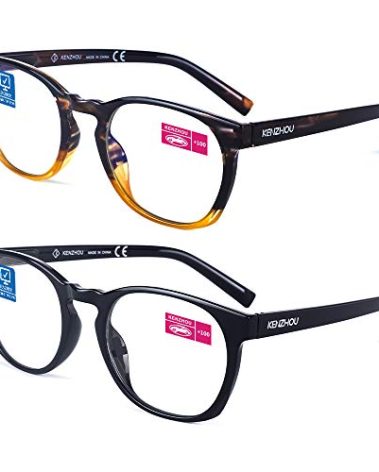 K KENZHOU Computer Reading Glasses Blue Light Blocking Lightweight Glasses for Women 2 Pack(Black/Yellow, +1.0)