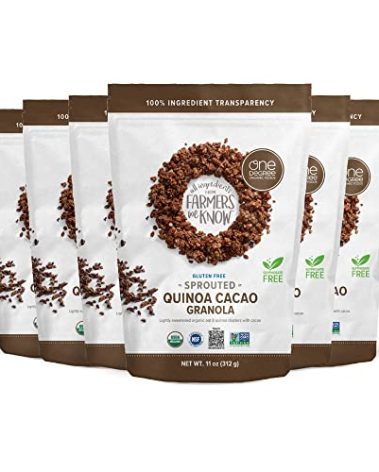 One Degree Organic Foods Sprouted Oat Quinoa Cacao Gluten Free Granola - USDA Organic, Vegan (11 oz. - 6 pack)