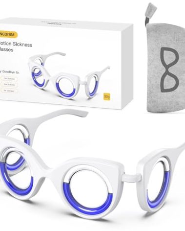 NEOISM Motion Sickness Glasses Relieve Carsickness, Carsickness Airsickness Seasickness Glasses Small Portable Nausea Relief Glasses for Travel for Adults or Kids (Light Black Bag)