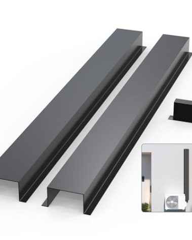 Flamorrow Metal Line Set Cover Kit, Decorative AC Line Cover Kit for Mini Split Air Conditioners and Central AC, Heat Pump Systems, 6 x 4 inch, Black