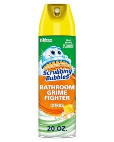 Scrubbing Bubbles Bathroom and Shower Cleaner Aerosol, Foaming Action Bathroom Grime Fighter, Citrus Scent, 20oz (Pack of 1)