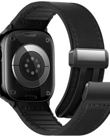 WestEagle Magnetic Leather Bands Compatible with Apple Watch 49mm 46mm 45mm 44mm 42mm(S3/2/1) for Men Women, Genuine Leather with Magnetic Buckle for iWatch Ultra1/2/3 Series SE11/10/9/8/7/6/5/4/3/2/1