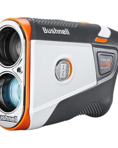 Bushnell Golf Tour V6 Shift Laser Rangefinder with Slope Compensation, 1300-Yard Range, Flag Lock Vibration, Magnetic Cart Mount, 6X Magnification, Waterproof – Tournament Legal (Patriot Pack)