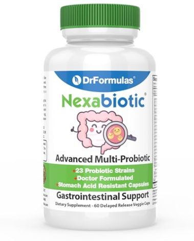 DrFormulas' Best Probiotics for Women & Men | Nexabiotic Multi Probiotic with Saccharomyces Boulardii, Lactobacillus Acidophilus, B. infantis, Prebiotic 60 Count Capsules (Not Pearls)