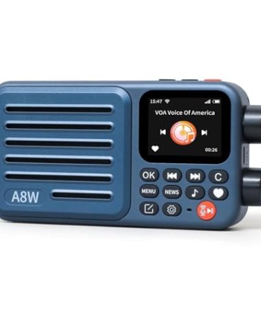 Choyong A8W Internet Radio, Portable Smart WIFI/4G Radio FM Receiver with 4K+ Pre-stored Stations, Voice Search, Rechargeable 2000mAh Battery, Alarm Clock, Micro SD Card