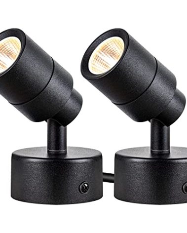 SUNVIE 2 Pack LED 120V SpotLights Indoor, 3W Up Lights Floor Spotlight, 3000K Uplights Indoor Accent Lighting for Plants Pictures Artwork, 5.9 FT Cord with Foot Switch