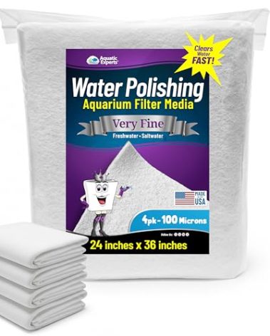 Aquatic Experts Aquarium Polishing Filter Pad, Water Polishing Pad for Aquarium Filters, Filter Floss for Fish Tank Filters, (100 Micron, 24" x 36" - 4 Pack)