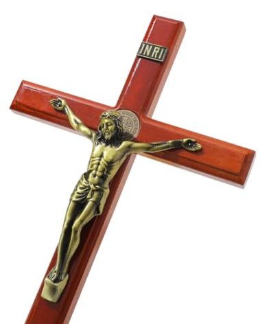 KOMI 15 Inch Large Crucifix Wall Cross for Home Decor Handmade Wooden Cross Jesus Crucifix Wall Hanging Decor Catholic Religious Gifts for Men Women